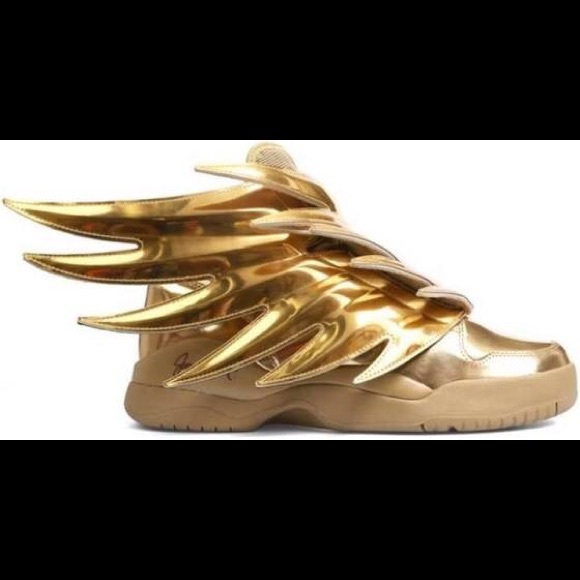 JEREMY SCOTT/ ADIDAS GOLD SNEAKERS WITH WINGS. - Picture 2 of 3